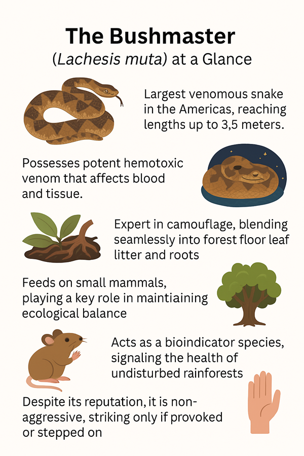most dangerous animal in the rainforest - bushmaster in Manu